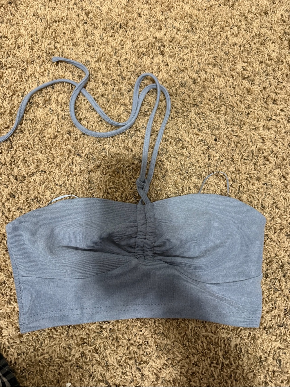 Le Lis Light Blue Bandeau Tank Top with Halter Strap